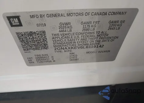 2020 Chevrolet Equinox Fwd Lt 1.5L Turbo from USA, damaged, VIN 2GNAXKEV6L6119142